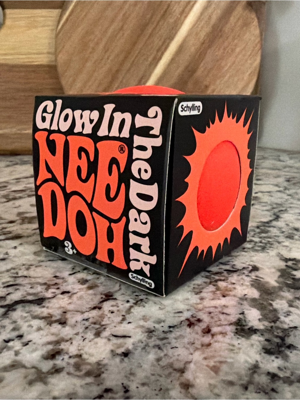Glow-in-the-Dark NeeDoh Stress Ball — Bright Orange